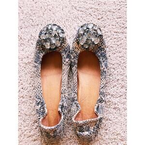 Jeffrey Campbell Bejeweled Snake Print Flats in Neutral Gray and Tan